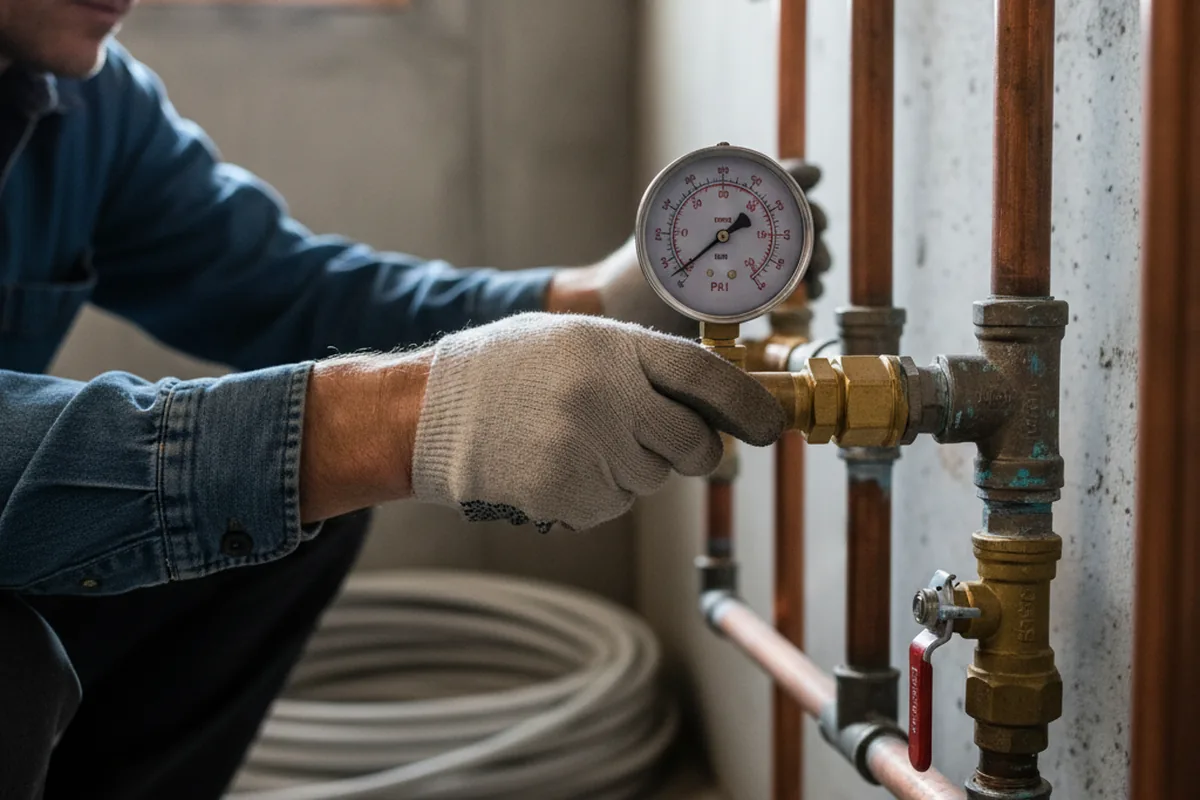 Pressure testing a repaired line during Water Line Repair in Merrick
